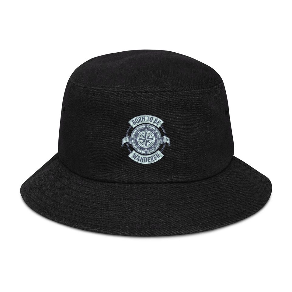 Born to be Wanderer - Compass Denim Bucket Hat