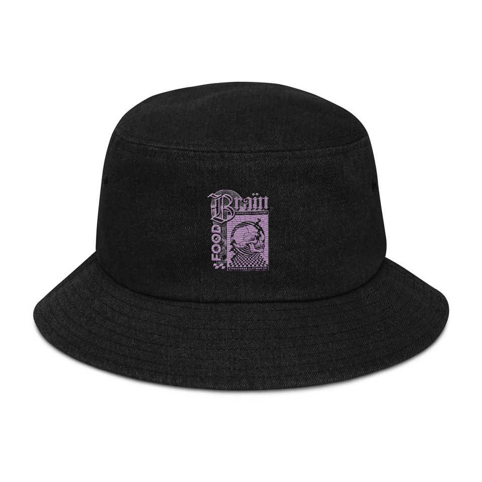 Brain Food - Y2K Skull Streetwear Denim Bucket Hat