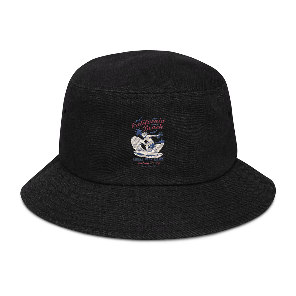 California Beach Surfing Denim Bucket Hat