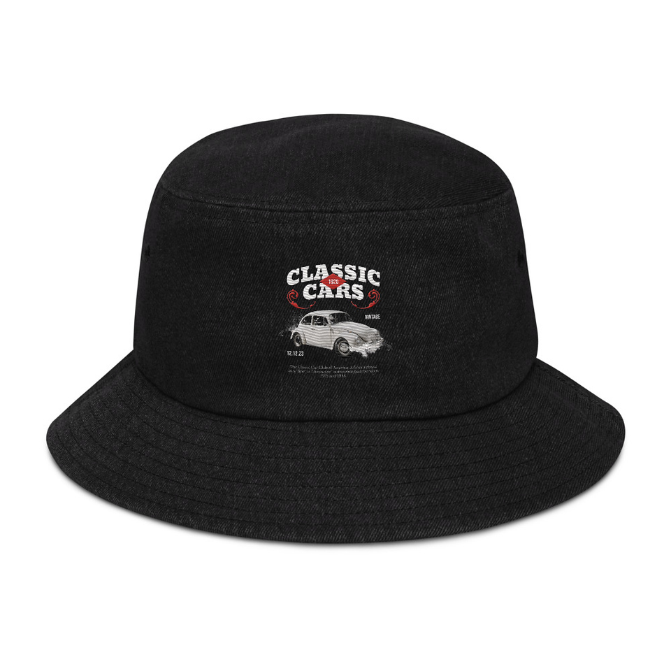 Classic Cars Denim Bucket Hat