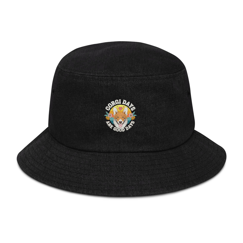 Corgi Days - Funny Animal Denim Bucket Hat
