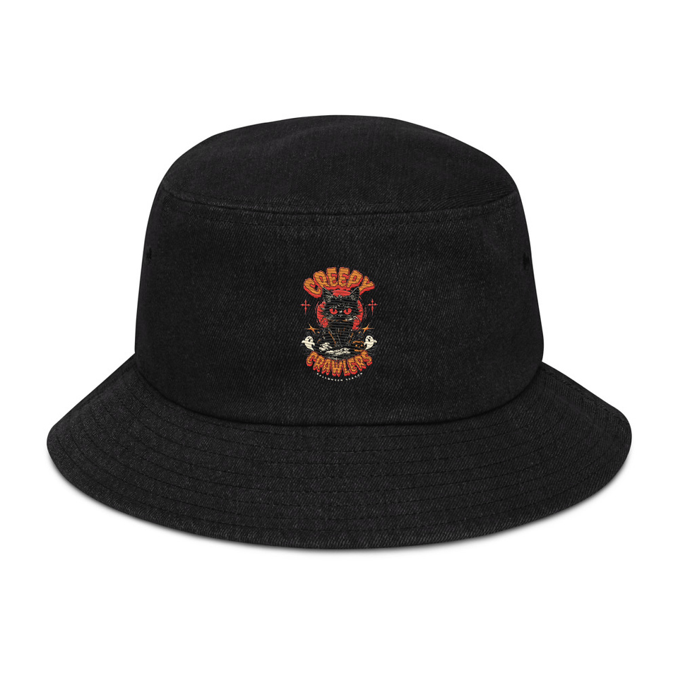 Creepy Crawlers Halloween Denim Bucket Hat