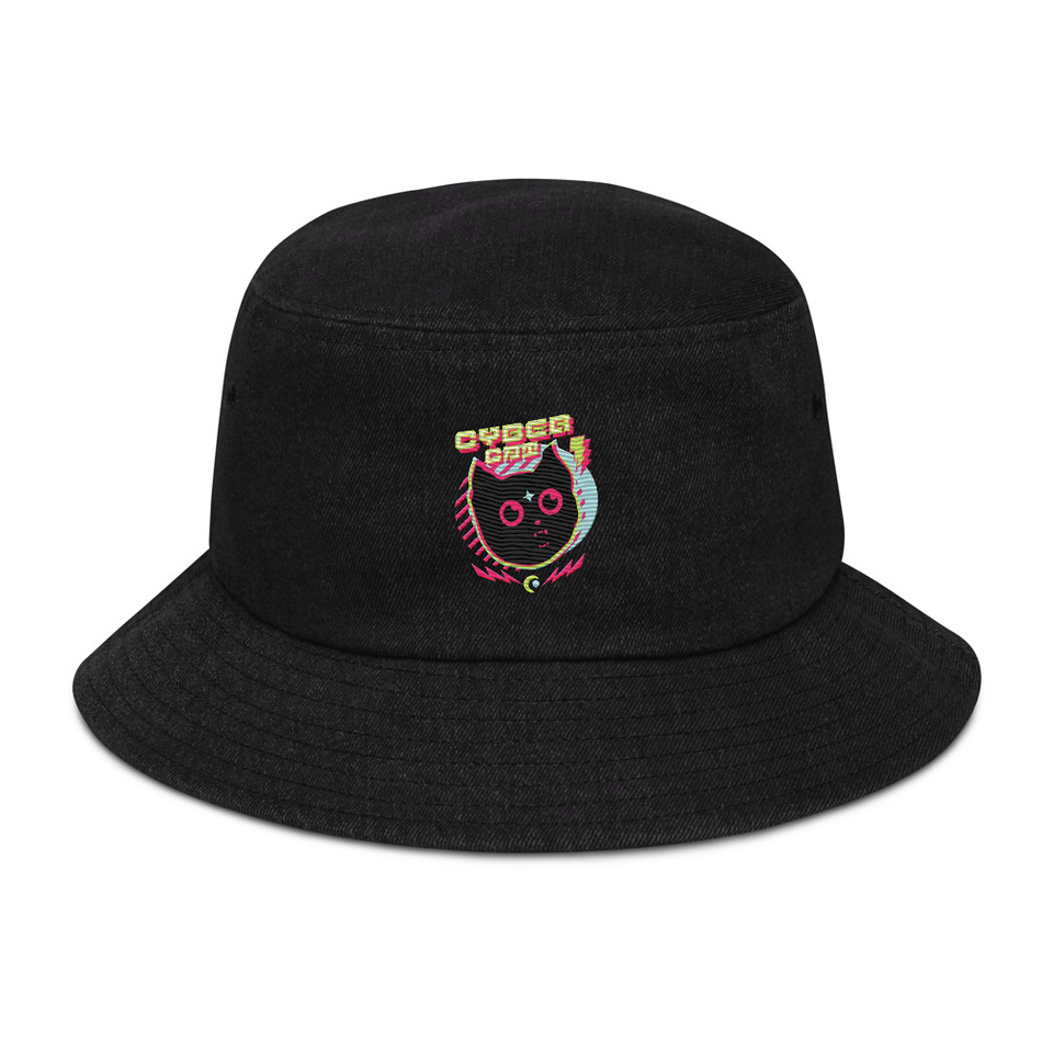 Cyber Cat - Neon Color Denim Bucket Hat