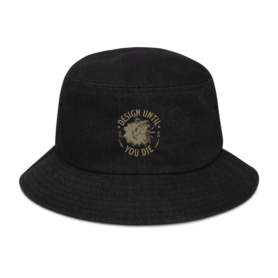 DESIGN UNTIL YOU DIE Denim Bucket Hat