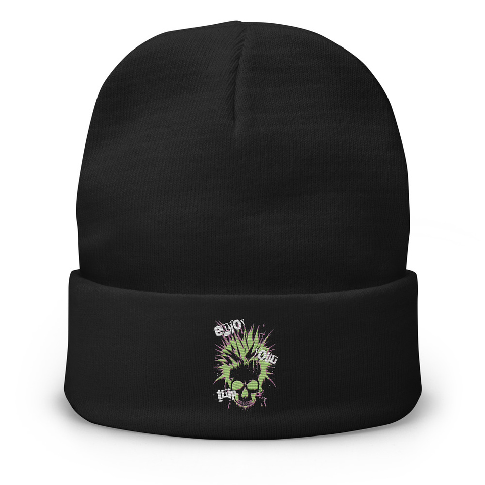 'Enjoy Your Trip' Punk Skull Knit Beanie