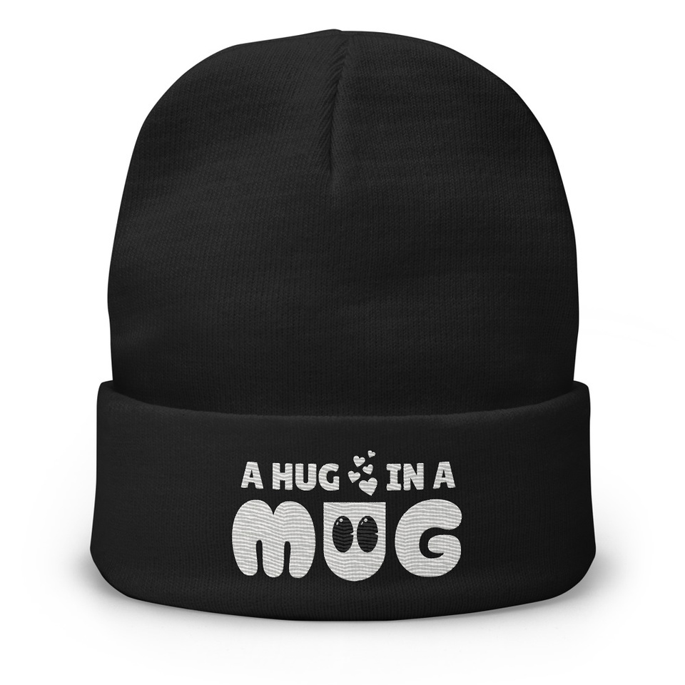 A Hug in a Mug - Funny Cartoon Knit Beanie