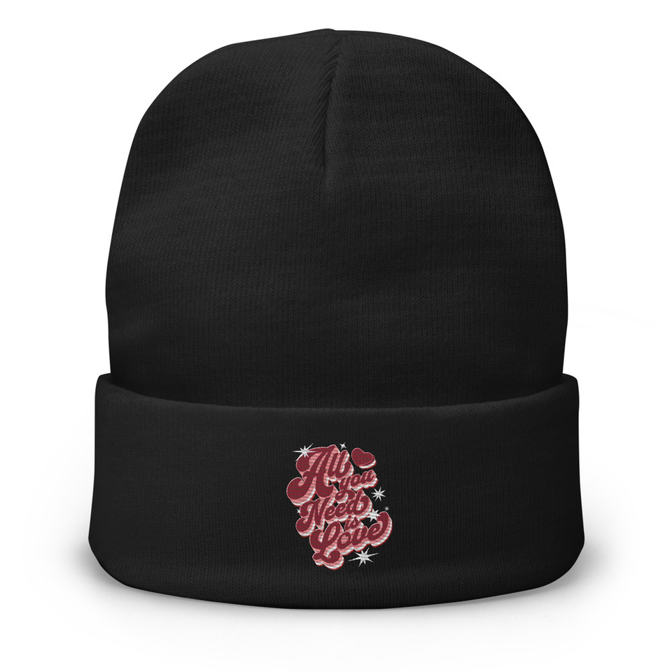 All You Need is Love - Retro Valentines Day Knit Beanie