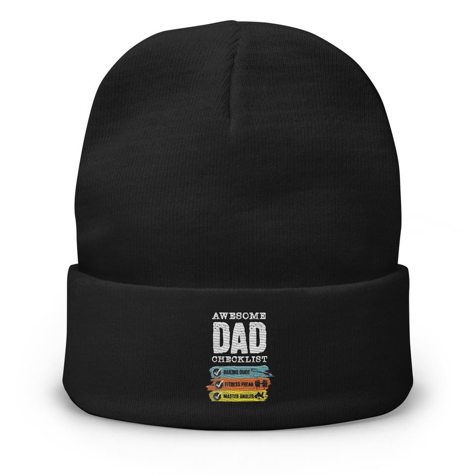 Awesome Dad Checklist Knit Beanie