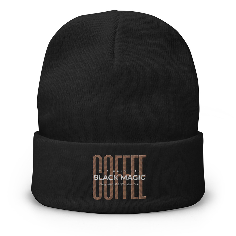 Black Magic - Minimal Modern Coffee Quote Knit Beanie