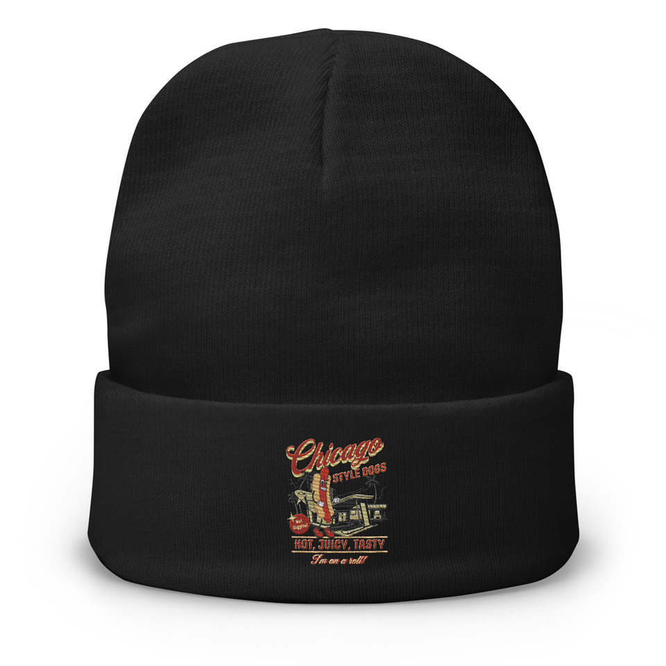 Chicago Style Hot Dogs Knit Beanie