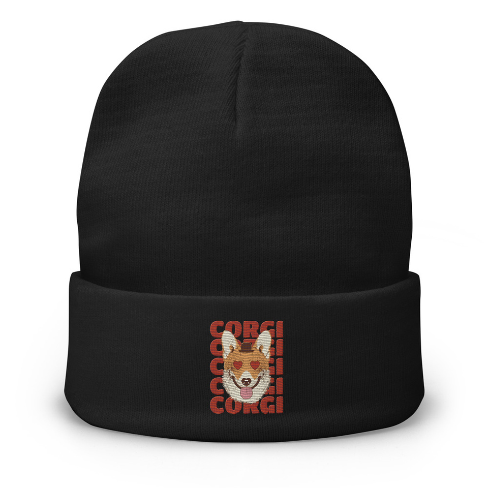 Corgi Loves - Cute Dog Knit Beanie