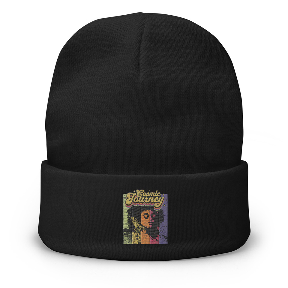 Cosmic Journey Rainbow Retro Knit Beanie