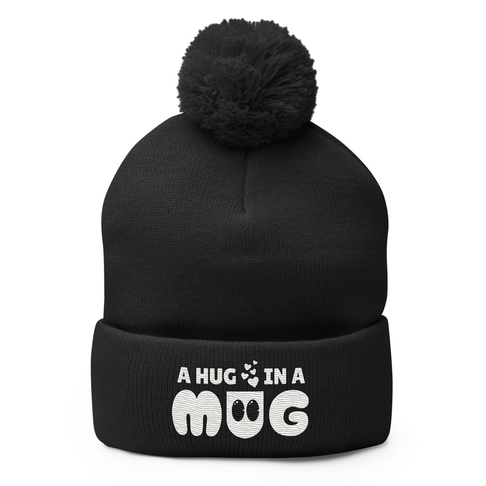 A Hug in a Mug - Funny Cartoon Pom-Pom Knit Cap