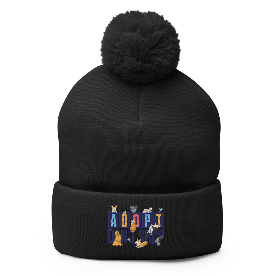 Adopt a Pet - Cute Animal Pom-Pom Knit Cap