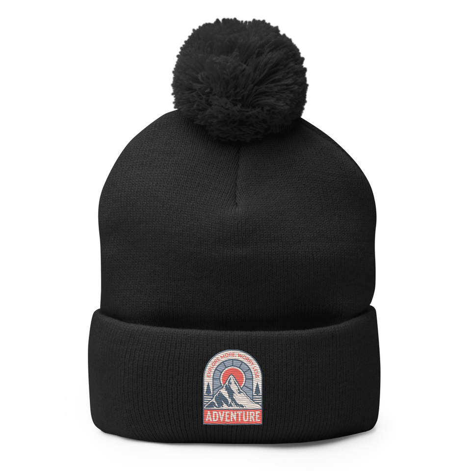 Adventure - Mountain Climbing Pom-Pom Knit Cap