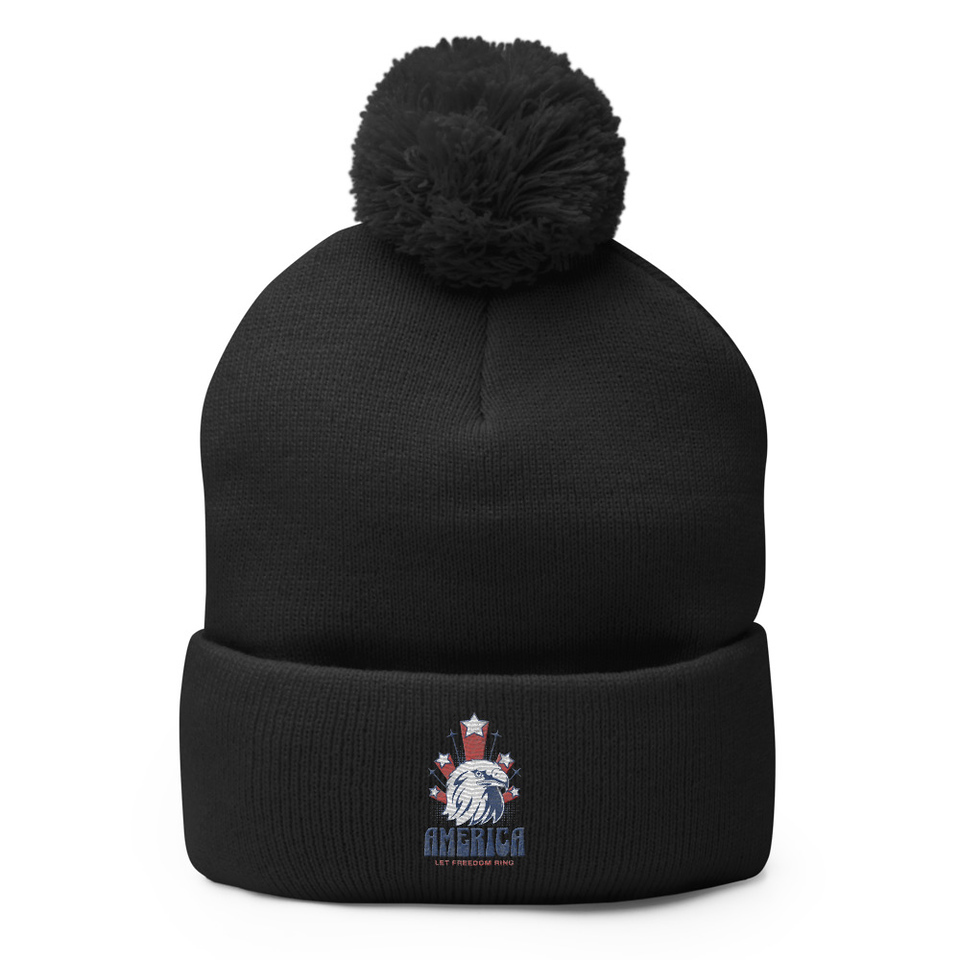 America Pom-Pom Knit Cap