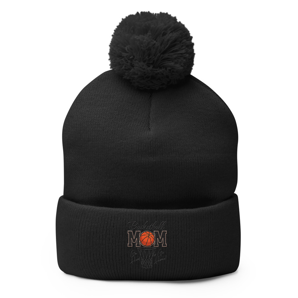 Basketball Mom - Mother's Day Pom-Pom Knit Cap