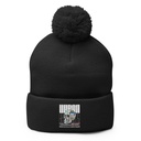 Black 3D Skull Pom-Pom Knit Cap