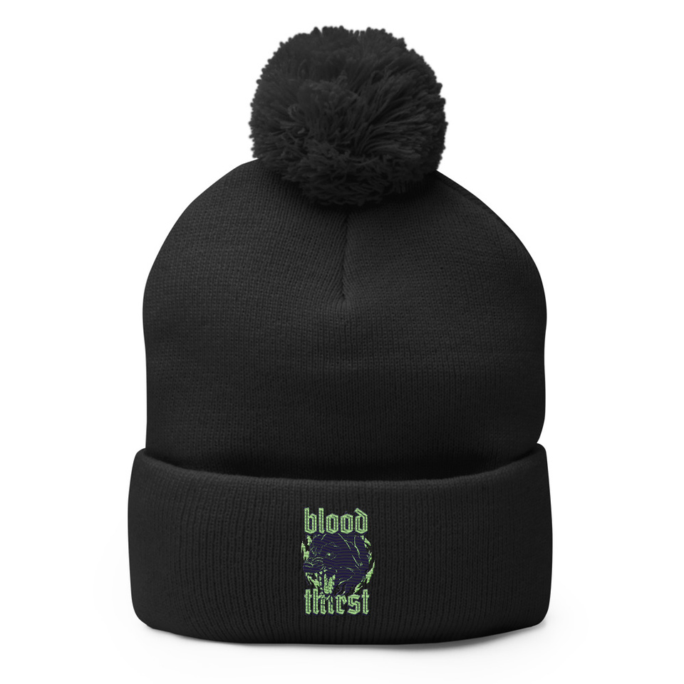 Blood Thirst - Neon Dog Pom-Pom Knit Cap