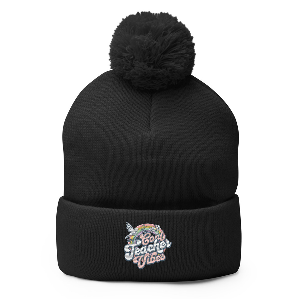 Cool Teacher Vibes Pom-Pom Knit Cap
