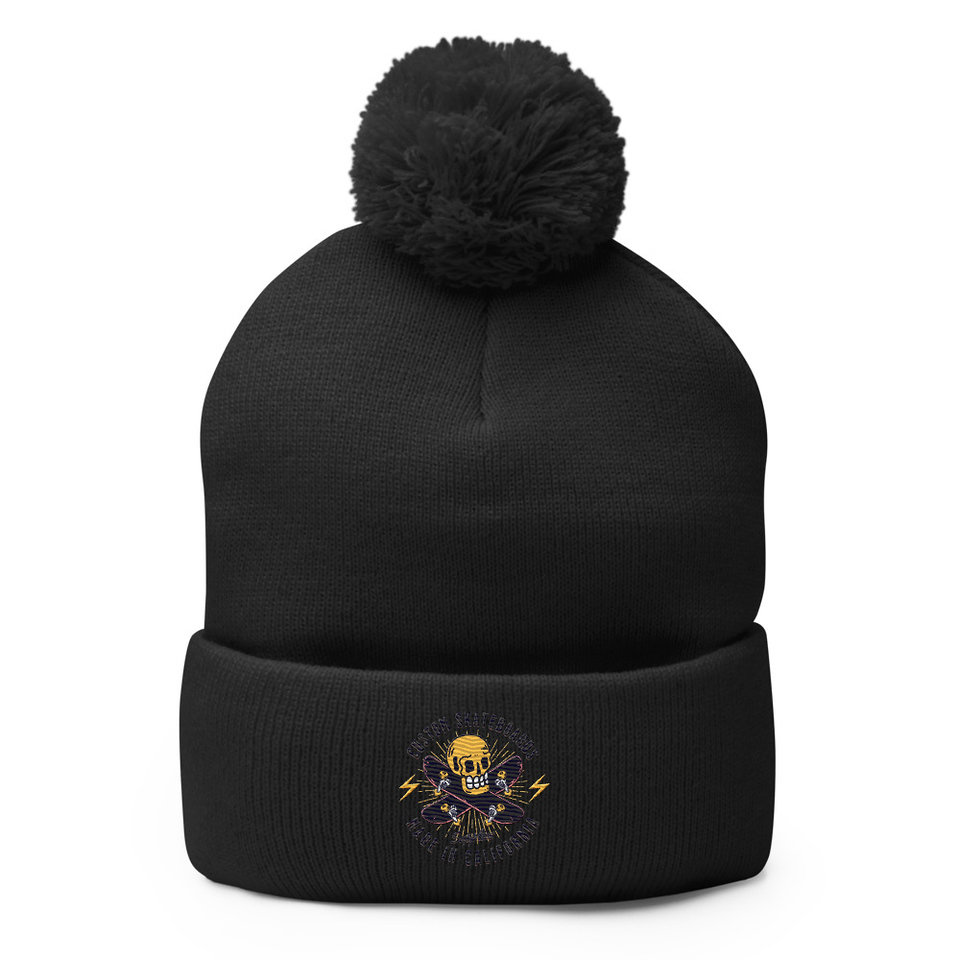 Custom Skateboards - Skull Pom-Pom Knit Cap