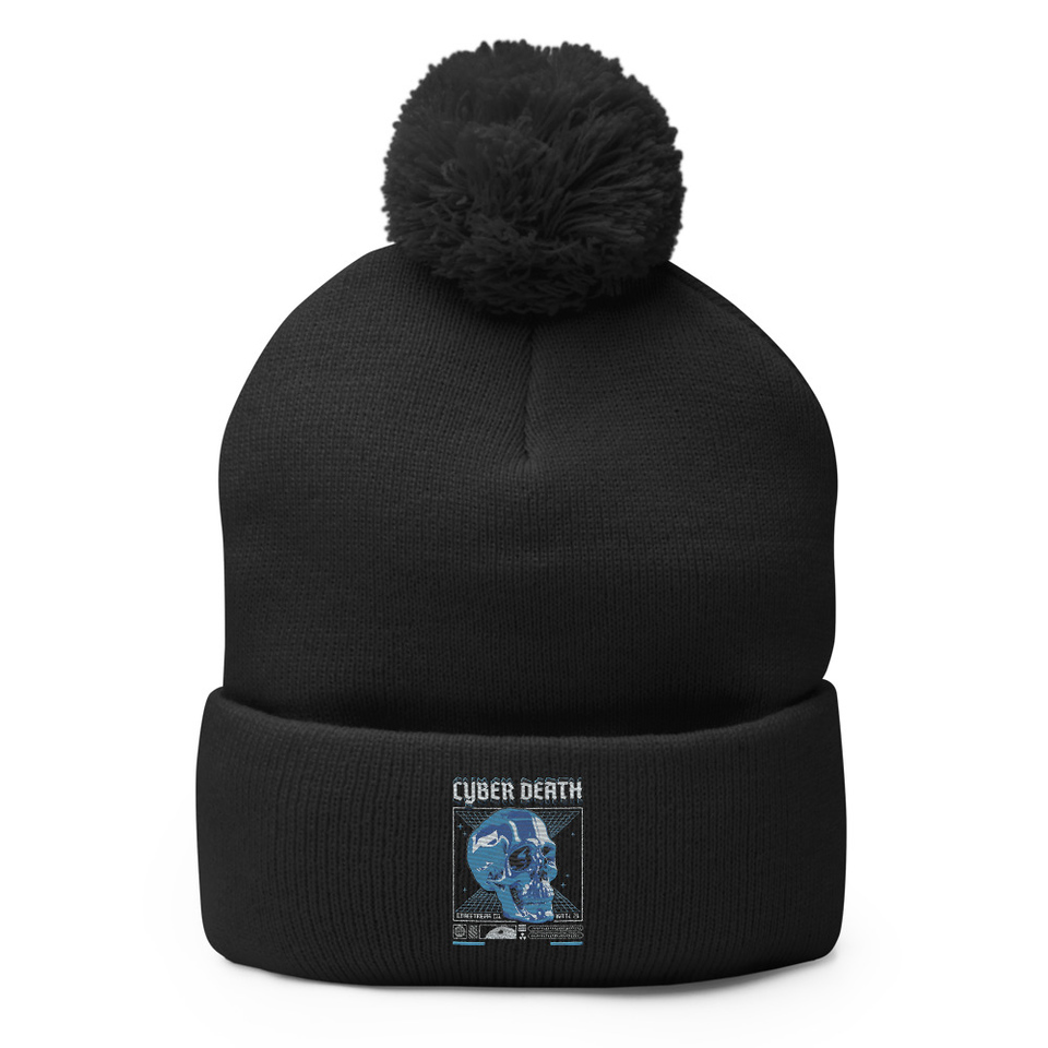 Cyber Death - Skull Pom-Pom Knit Cap