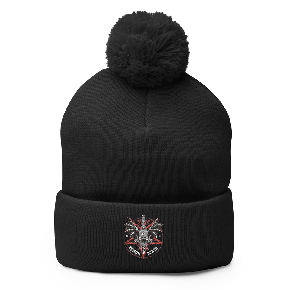 DEMON DEATH Pom-Pom Knit Cap