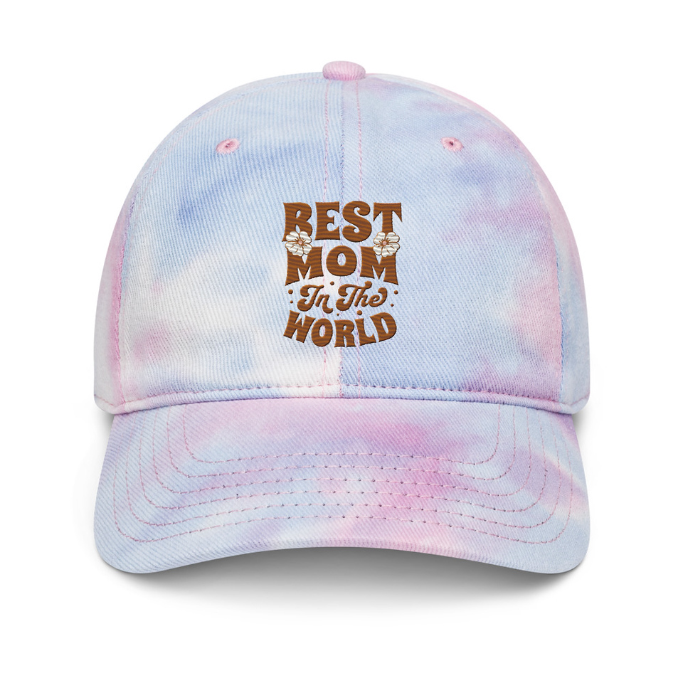 Best Mom in the World - Flowers Tie-Dye Hat