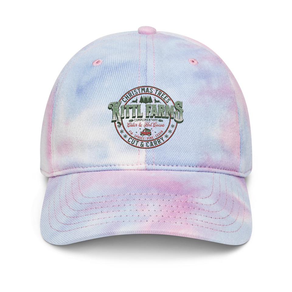 Christmas Tree Farm - Vintage Holiday Badge Tie-Dye Hat