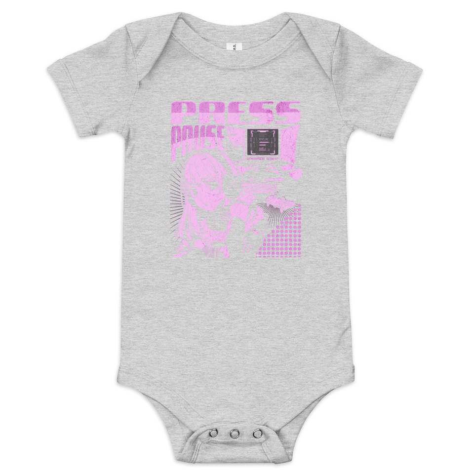 'Press Pause' Anime Gaming Baby Short Sleeve One Piece