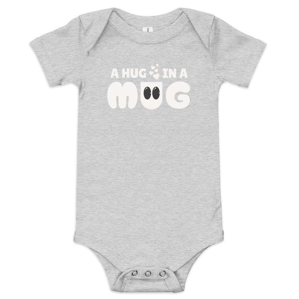 A Hug in a Mug - Funny Cartoon Baby Short Sleeve One Piece