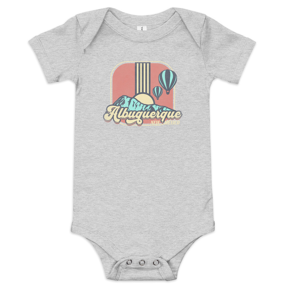Albuquerque - Retro Hot Air Baloon Baby Short Sleeve One Piece