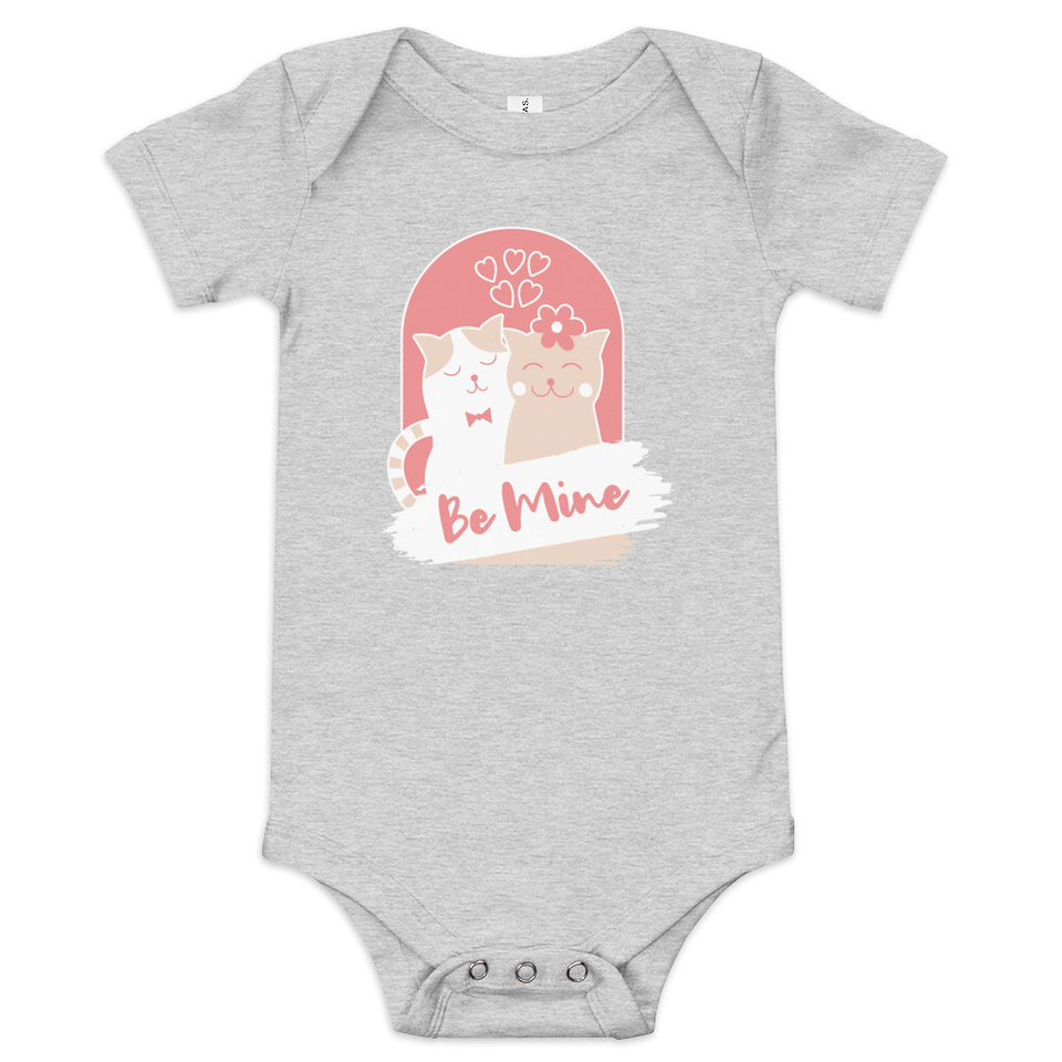 Be Mine - Cute Cat Couple Baby Short Sleeve One Piece