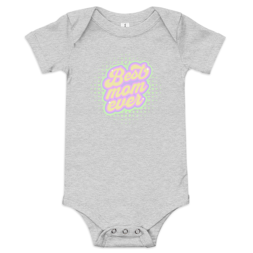 Best Mom Ever - Retro Typography Baby Short Sleeve One Piece