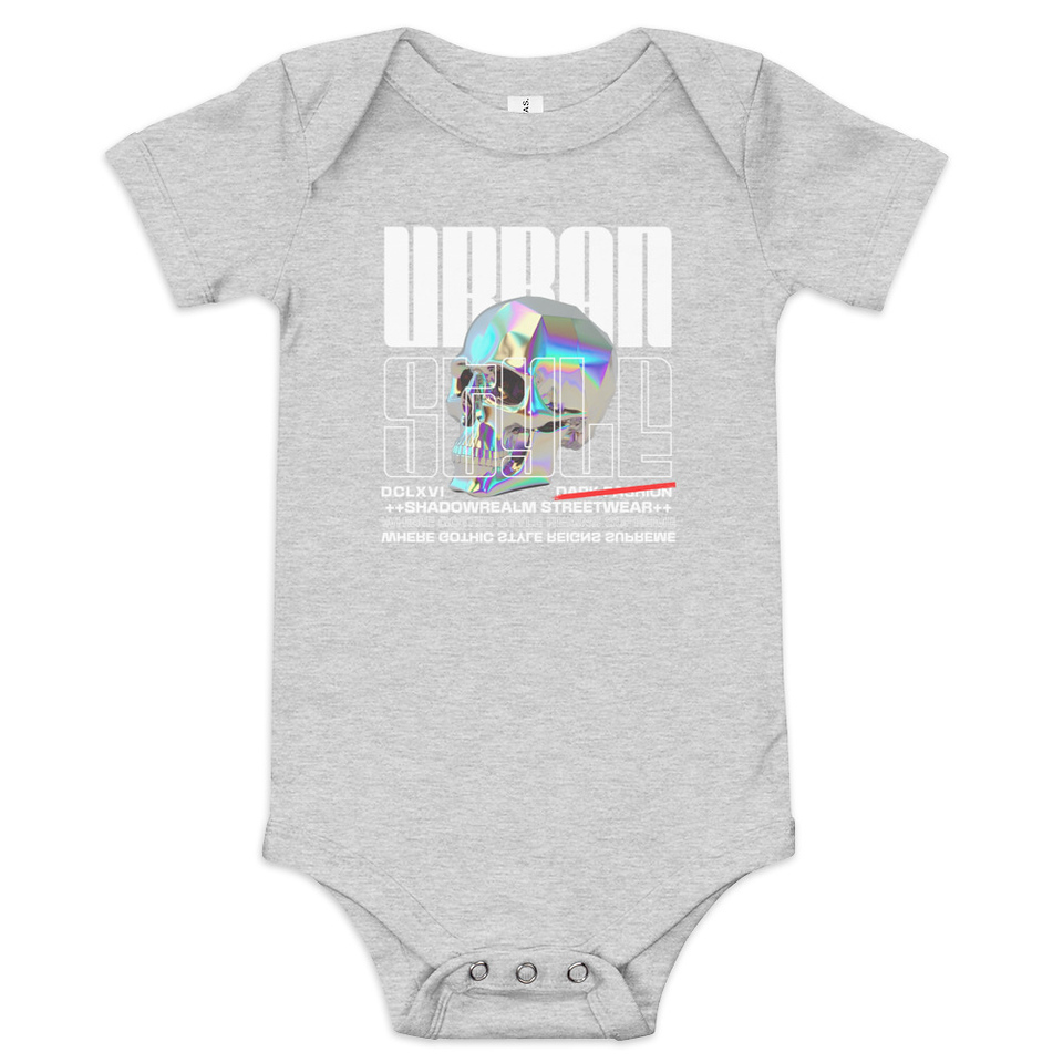 Black 3D Skull Baby Short Sleeve One Piece