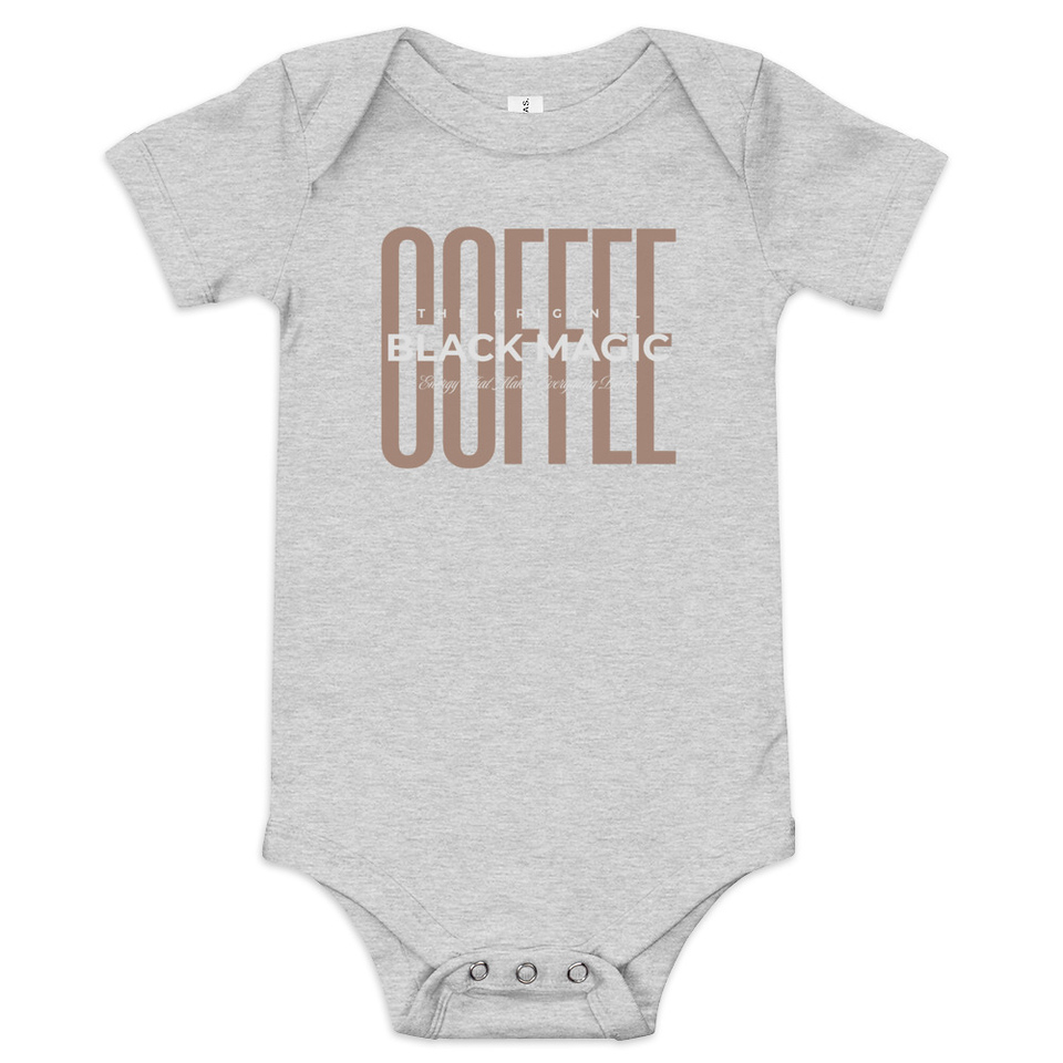 Black Magic - Minimal Modern Coffee Quote Baby Short Sleeve One Piece