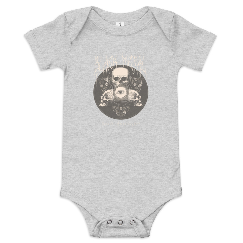 Black Metal - Hardcore skull theme design Baby Short Sleeve One Piece