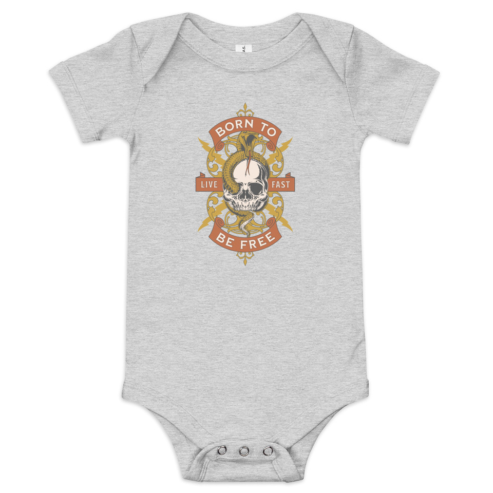Born To Be Free - Skull Baby Short Sleeve One Piece