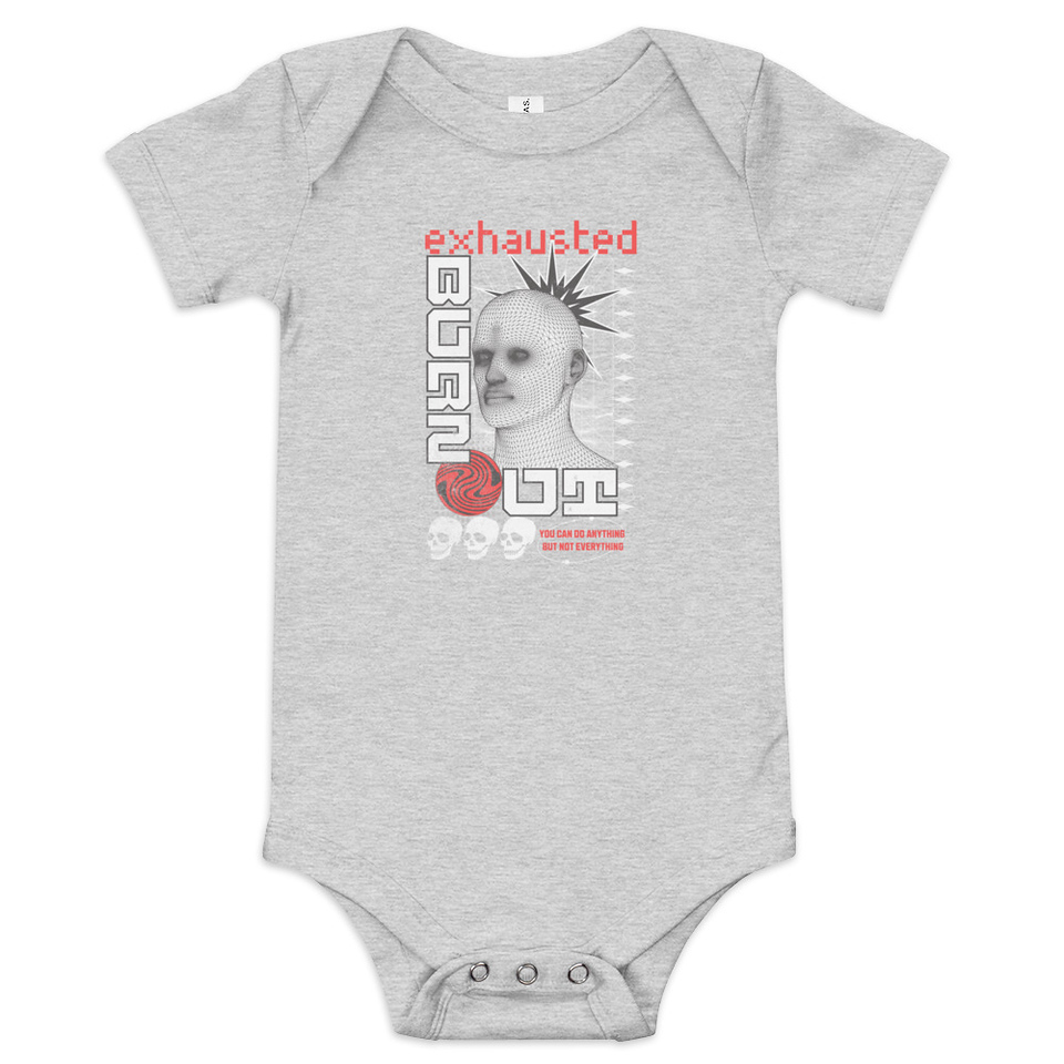 Burn Out - Futuristic 3D Head Baby Short Sleeve One Piece