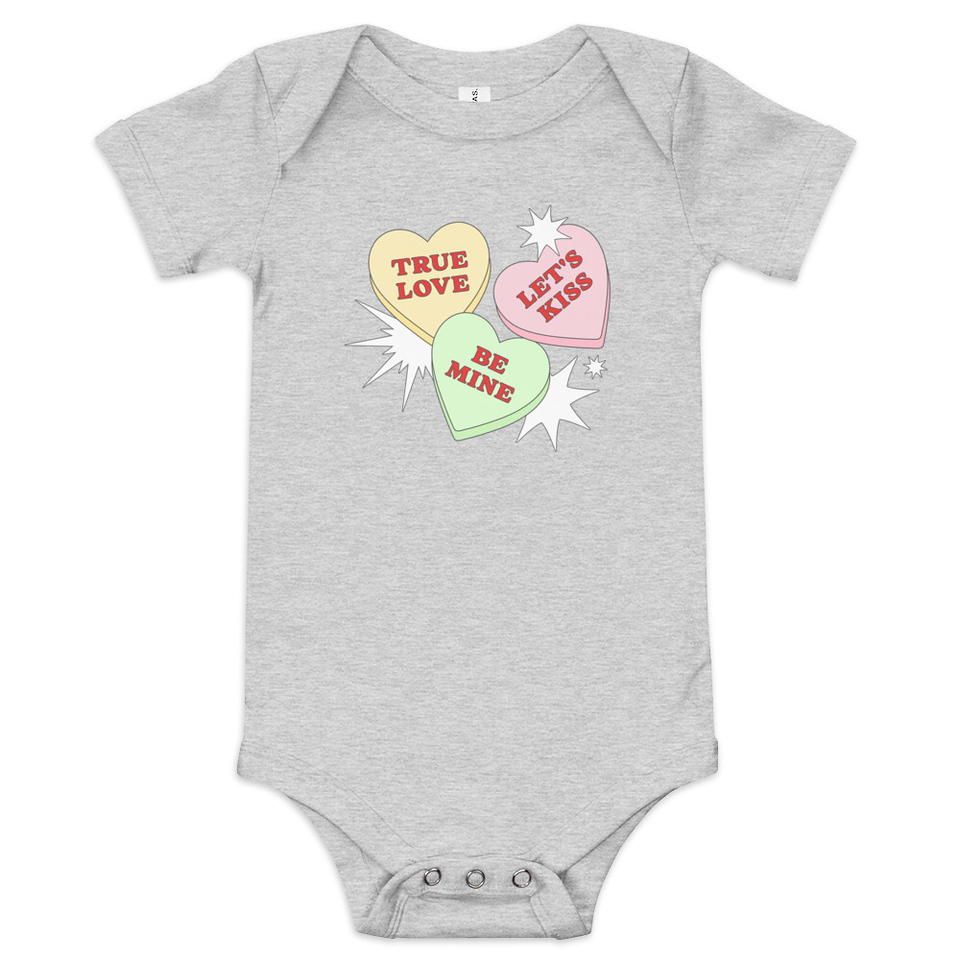 Candy Hearts - Valentine's Day Baby Short Sleeve One Piece