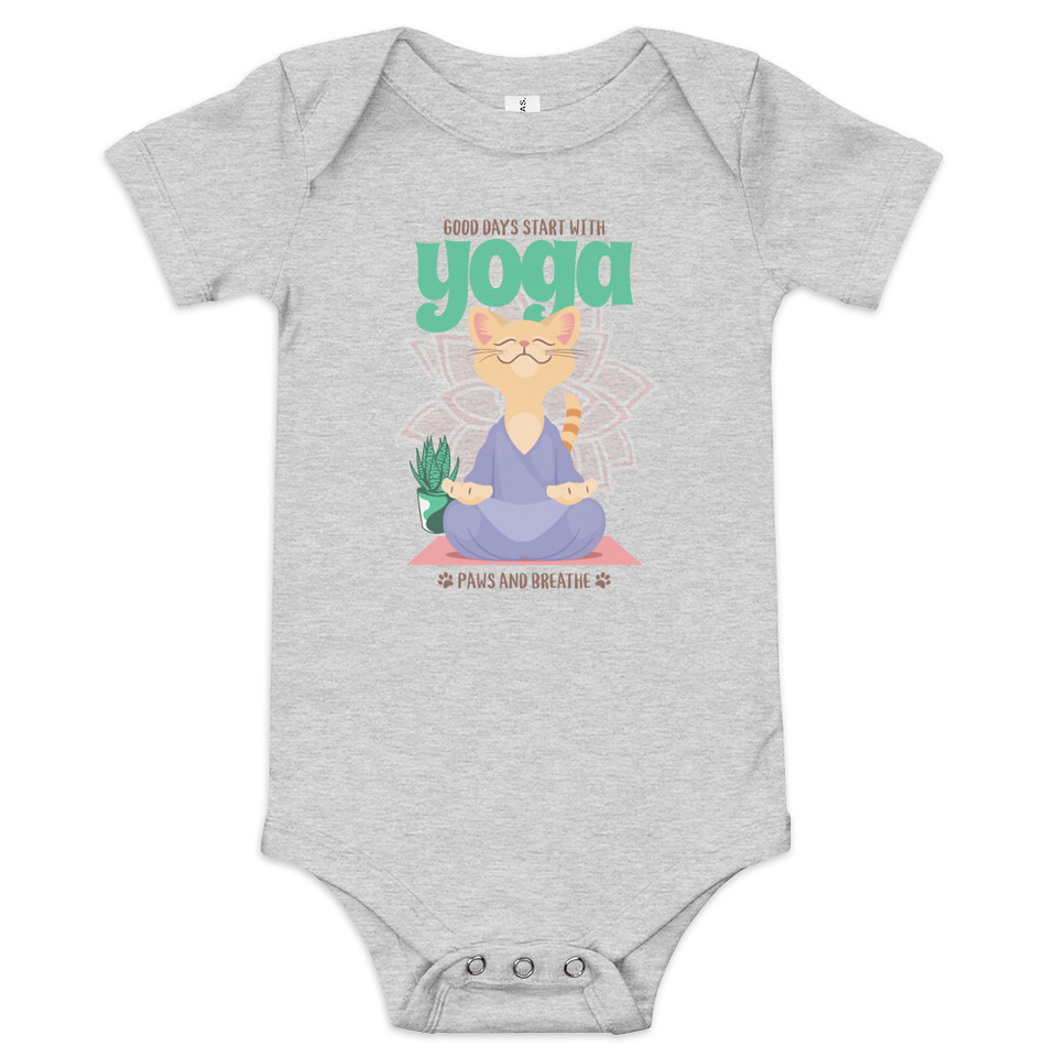 Cat Yoga - Cute Meditation Baby Short Sleeve One Piece