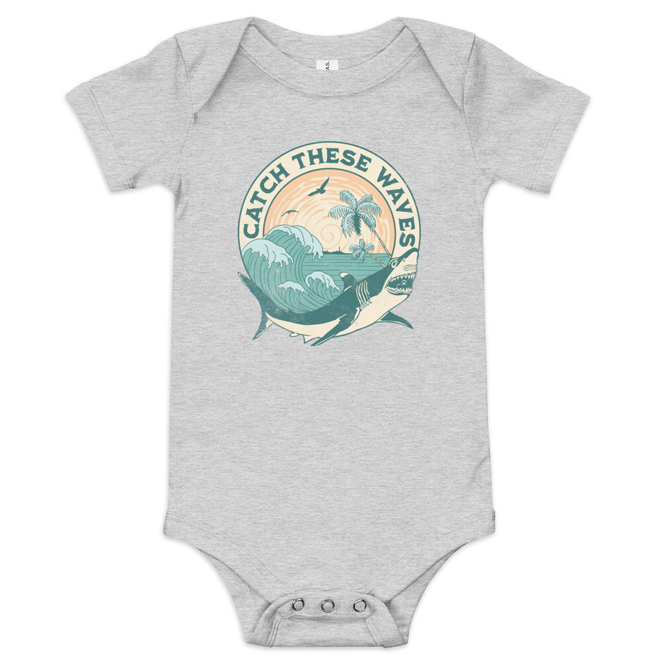 Catch These Waves Shark  Baby Short Sleeve One Piece