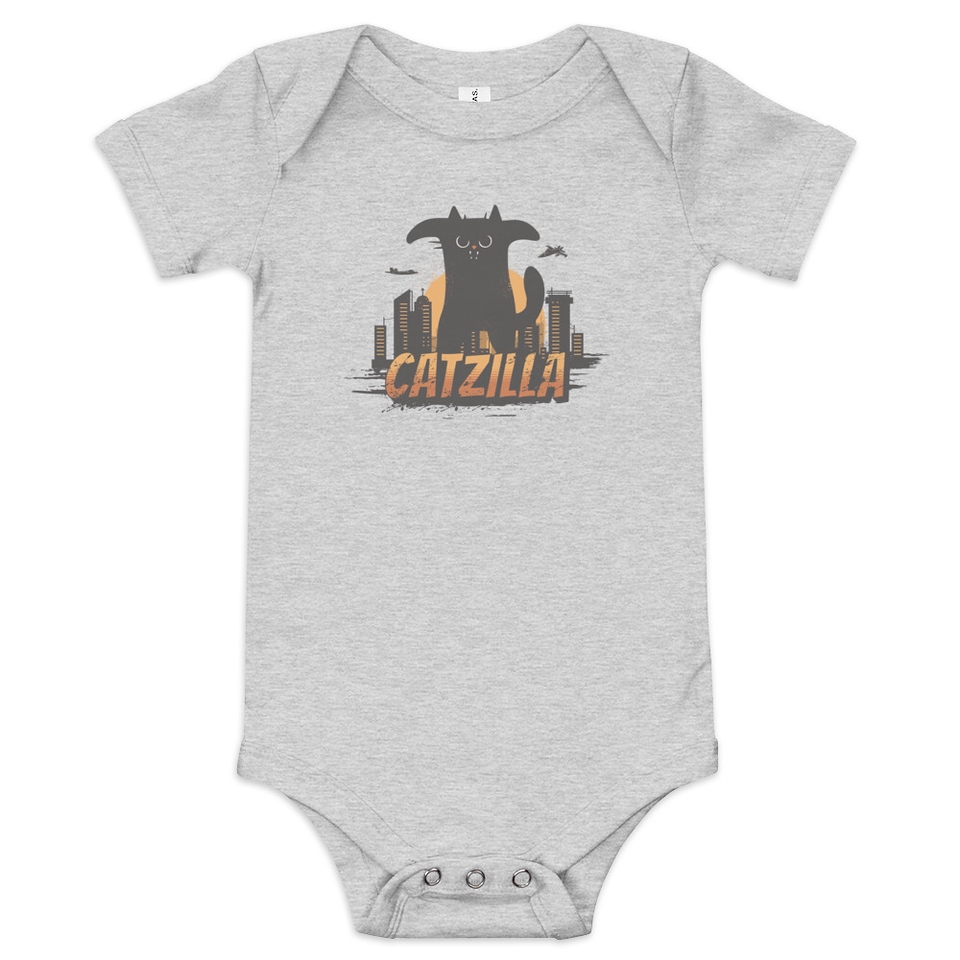 Catzilla - Funny Comic Animal Baby Short Sleeve One Piece