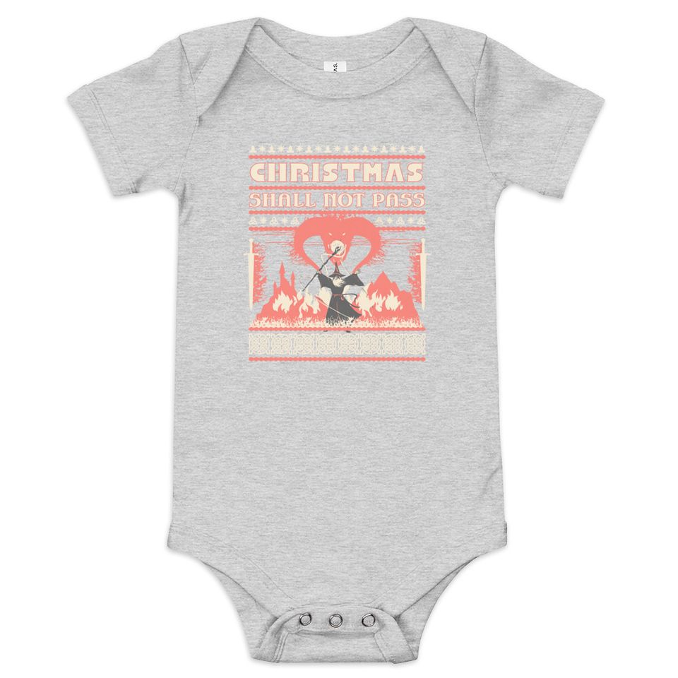 Christmas Shall Not Pass - Flaming Wizard Baby Short Sleeve One Piece