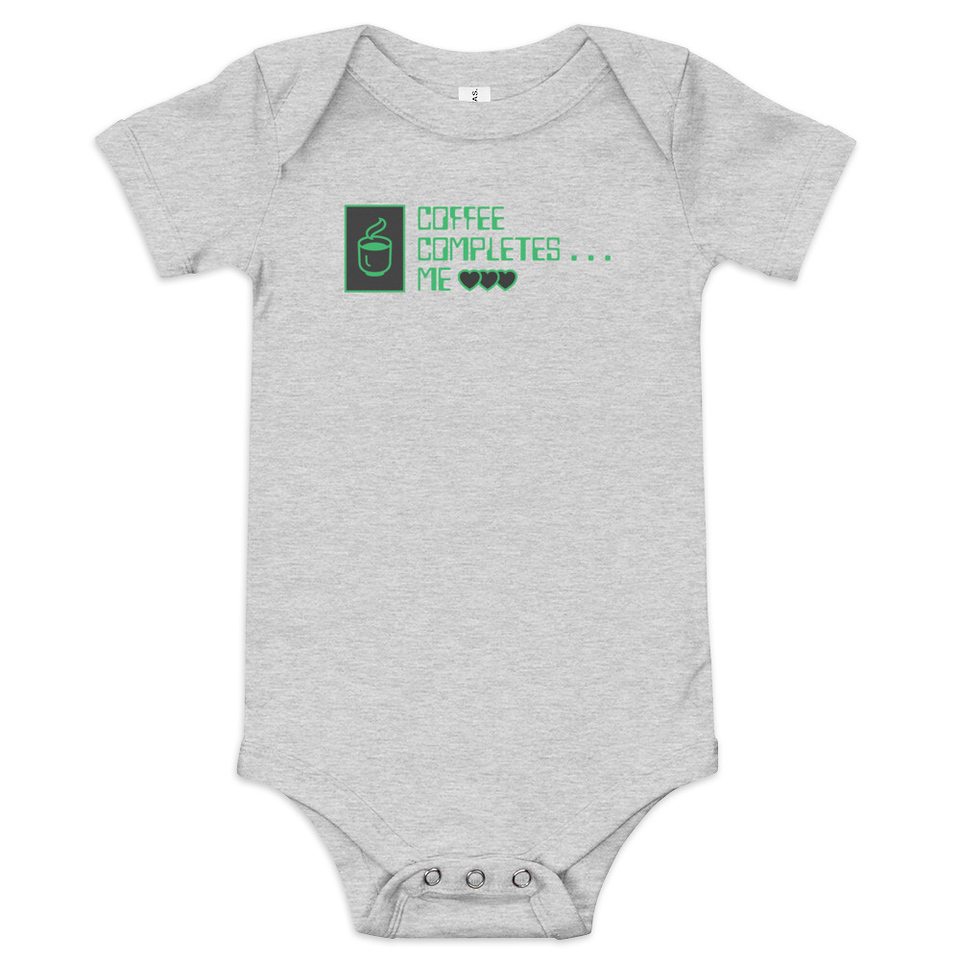 Coffee Completes Me - Neon Heart Baby Short Sleeve One Piece