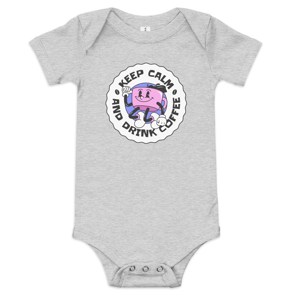 Colorful Fun Retro Style Coffee Quote Baby Short Sleeve One Piece