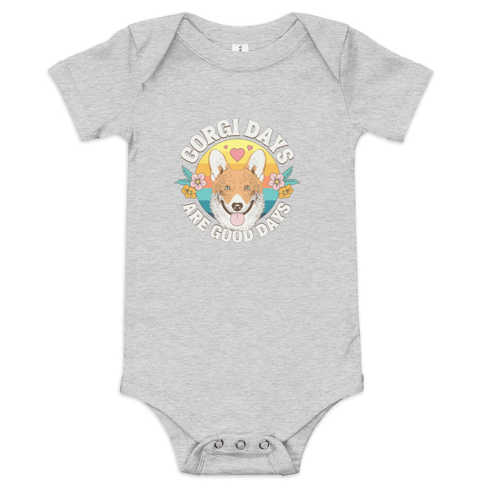 Corgi Days - Funny Animal Baby Short Sleeve One Piece