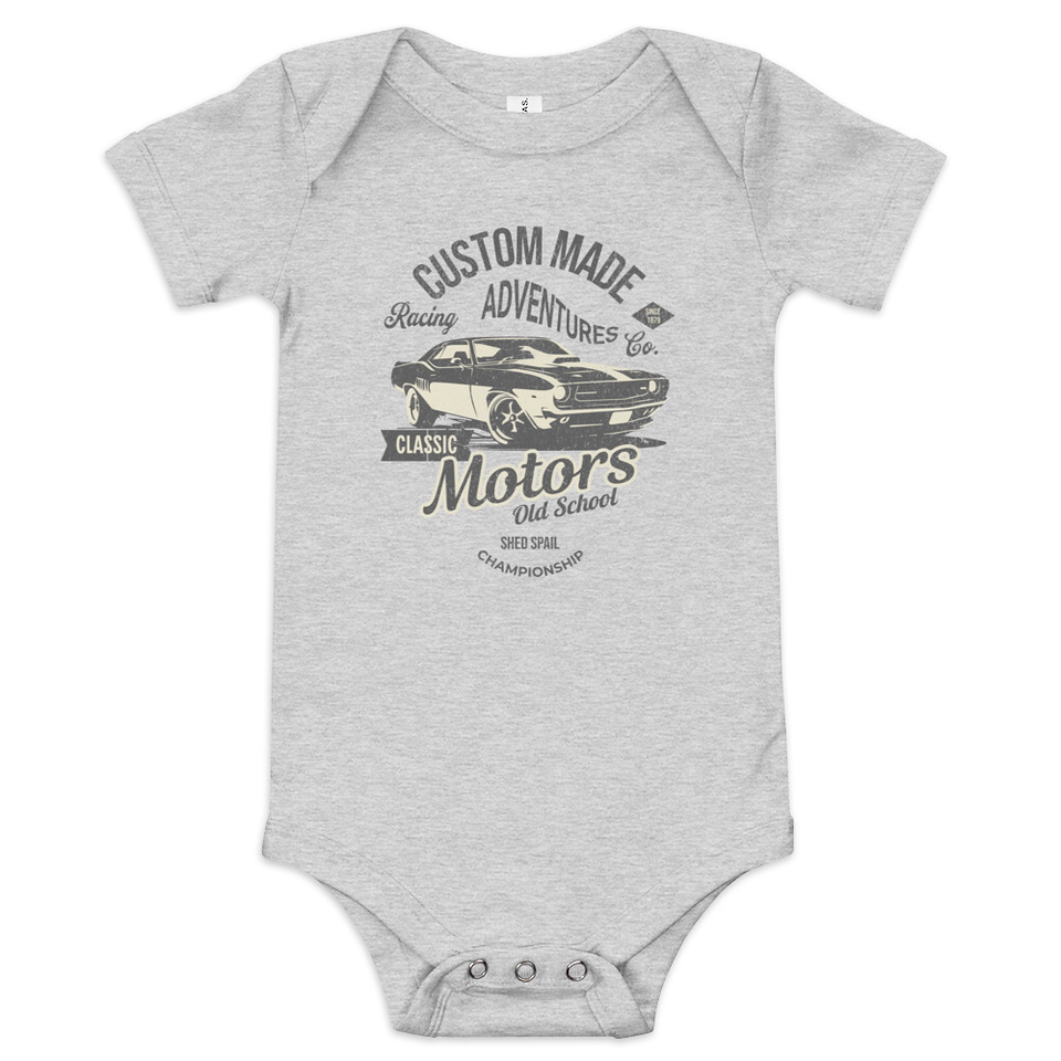Custom Made Adventures Motors Old School Baby Short Sleeve One Piece