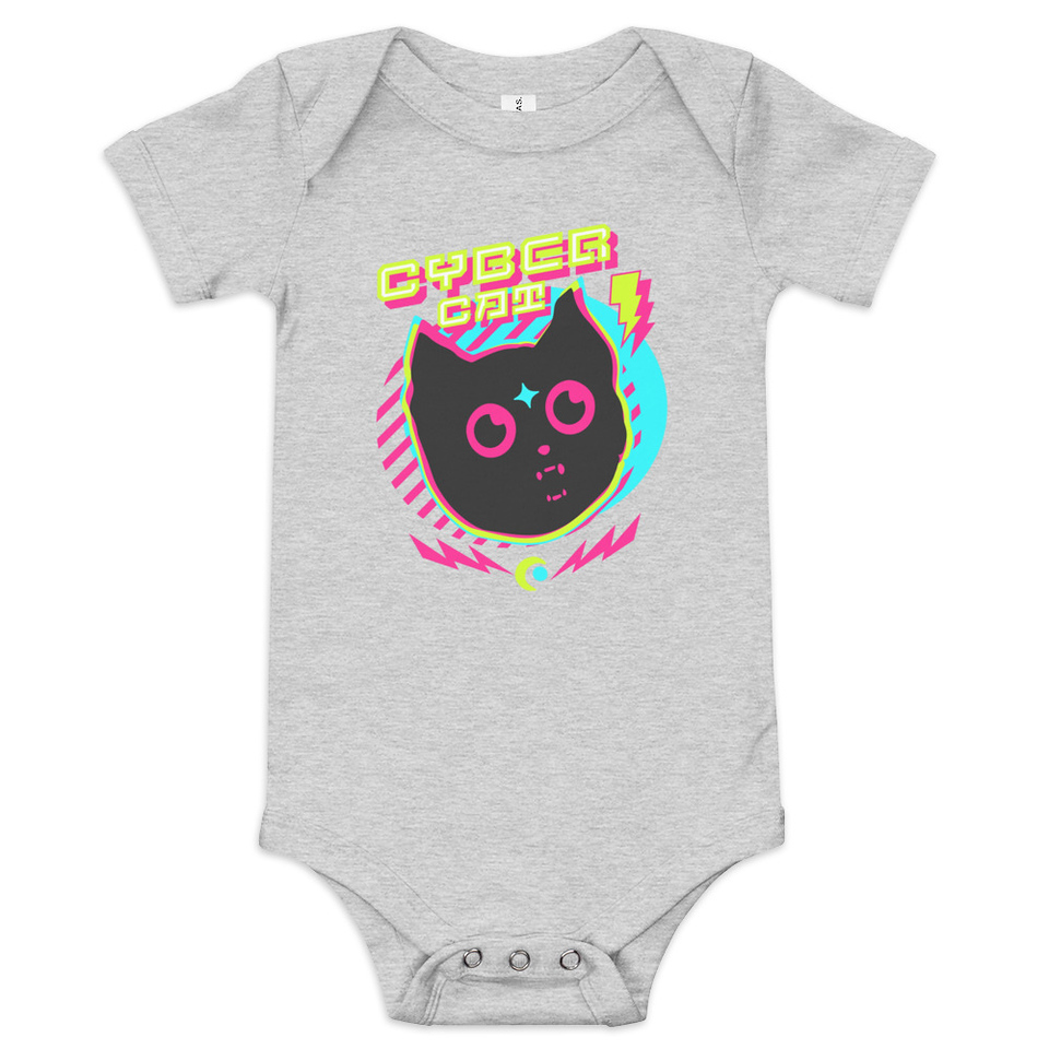 Cyber Cat - Neon Color Baby Short Sleeve One Piece