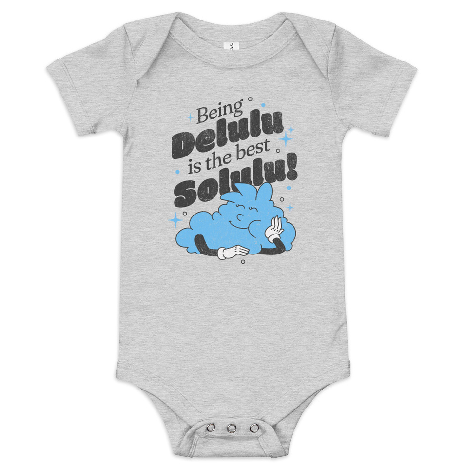Delulu is the Solulu! - Typographic Cartoon Streetwear Baby Short Sleeve One Piece